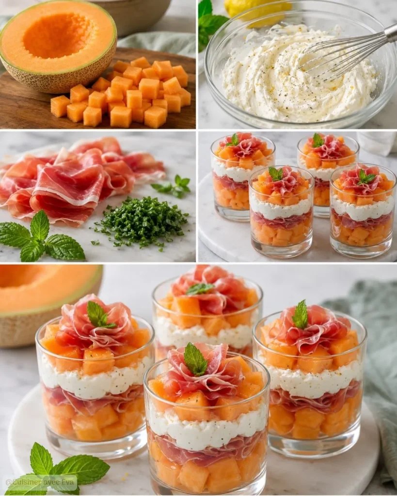 Préparation du Tiramisu Estival au Melon et Jambon Cru