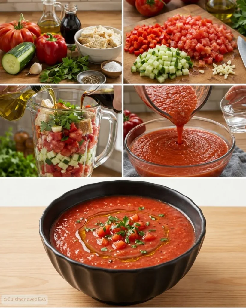 Préparation du gaspacho maison
