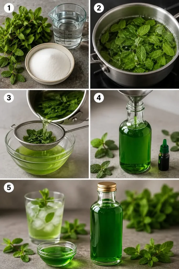 ingrédients pour un sirop de menthe maison