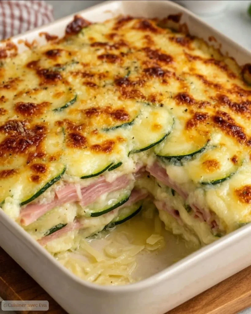 Gratin de courgettes au fromage jambon