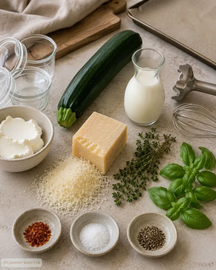 Ingredients Crème de courgette et tuiles de parmesan