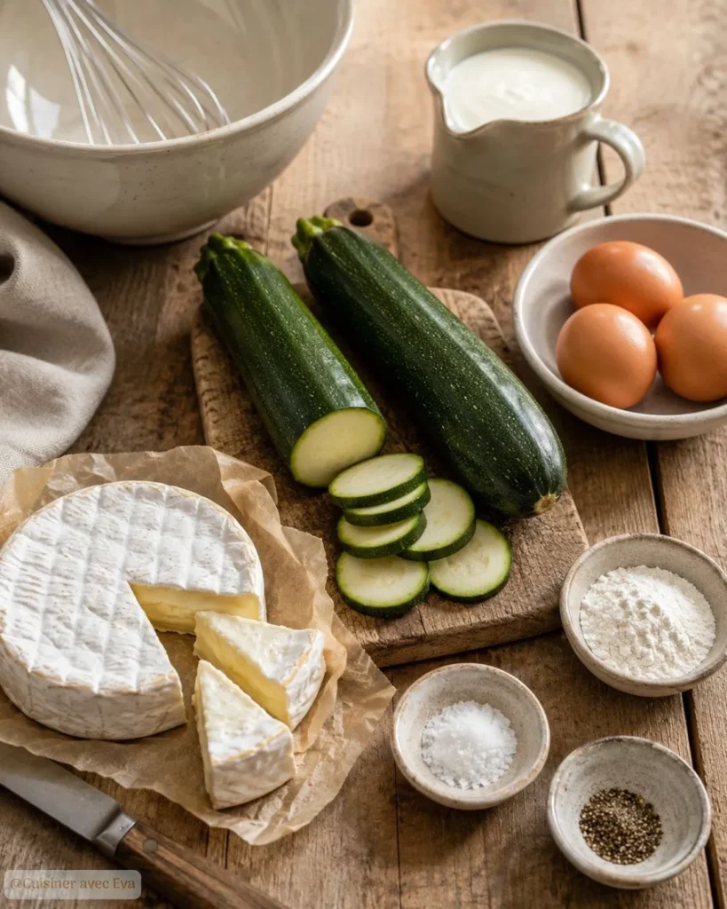 Ingredients du Flan de courgettes au camembert