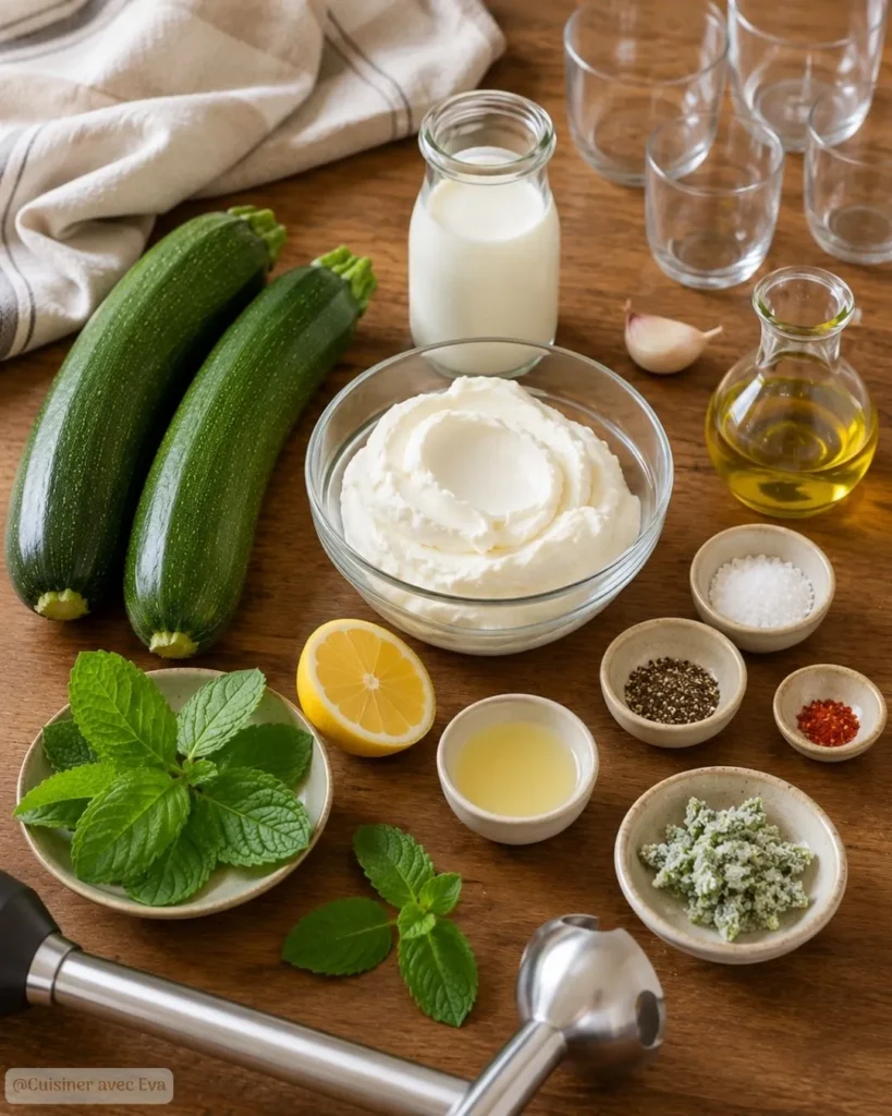 Ingredients du Mousse de courgettes au fromage frais
