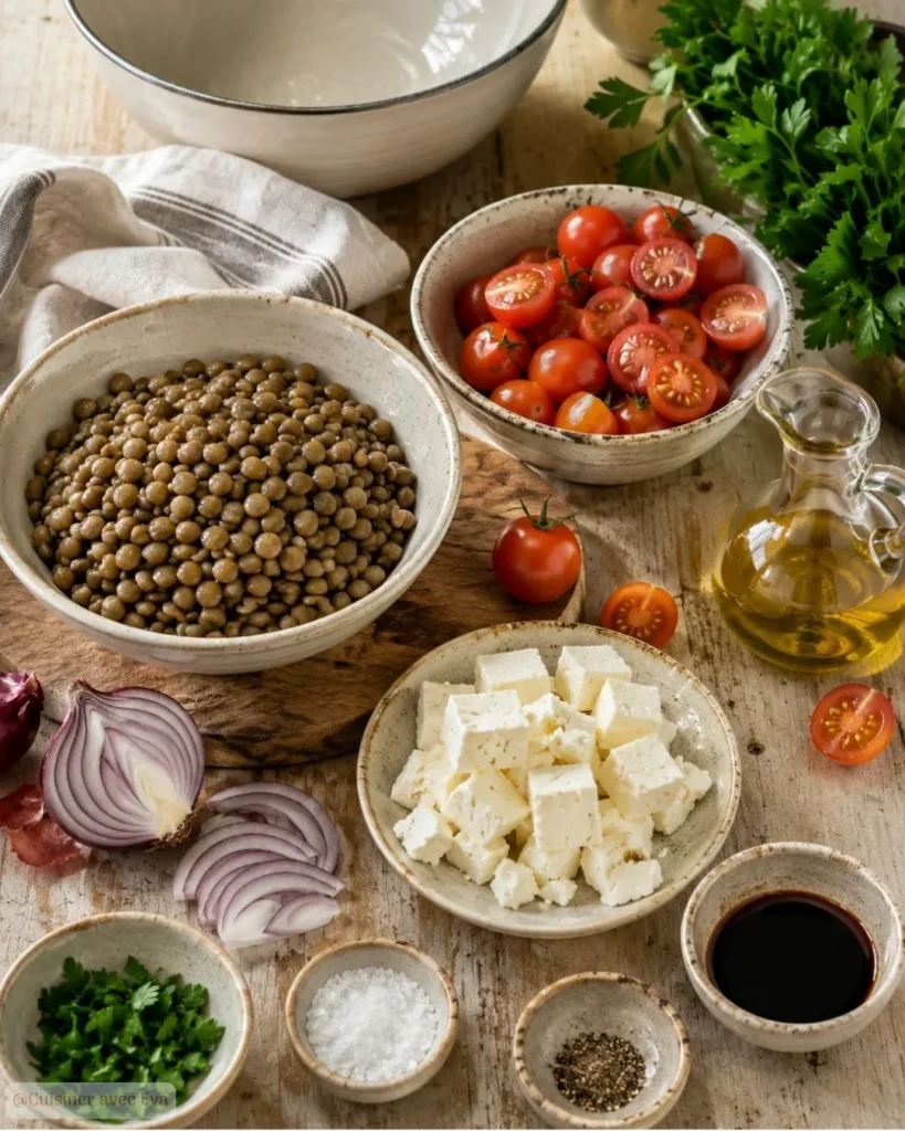Ingredients du Salade de lentilles méditerranéenne