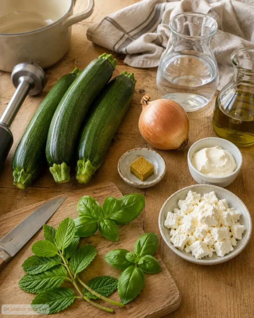 Ingrédients du Soupe froide courgette feta