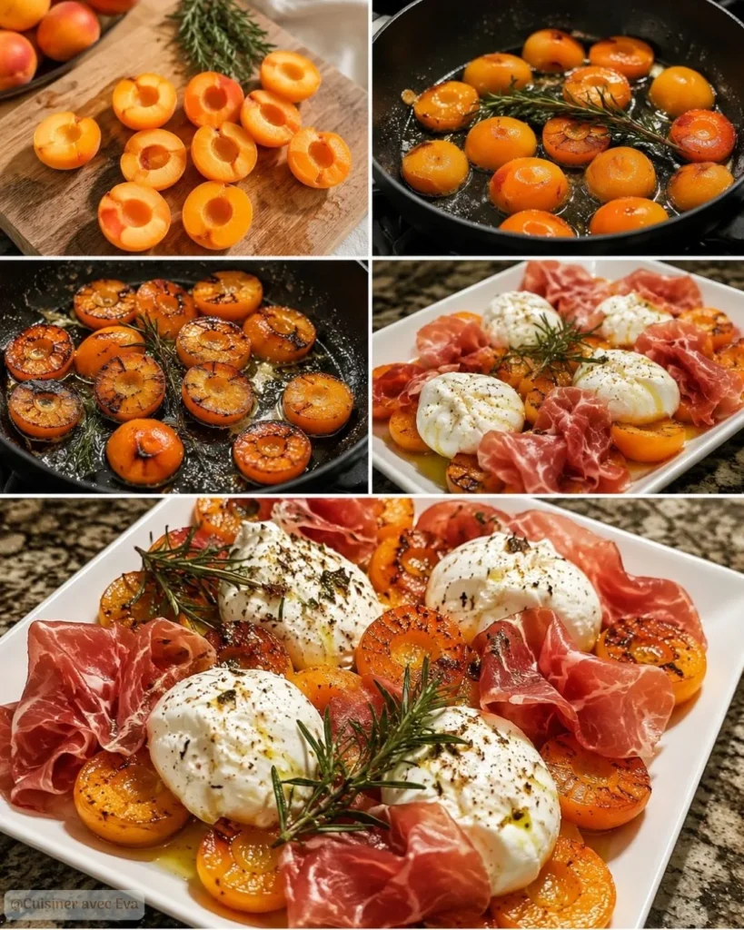 Préparation Salade d’abricots rôtis à la burrata