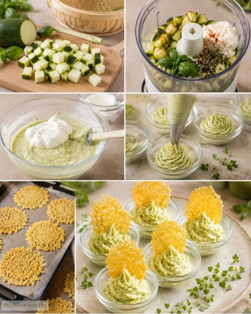 Préparation de la crème de courgette