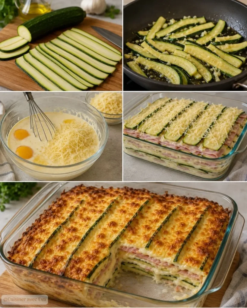 Préparation du Gratin de courgettes au jambon et fromage