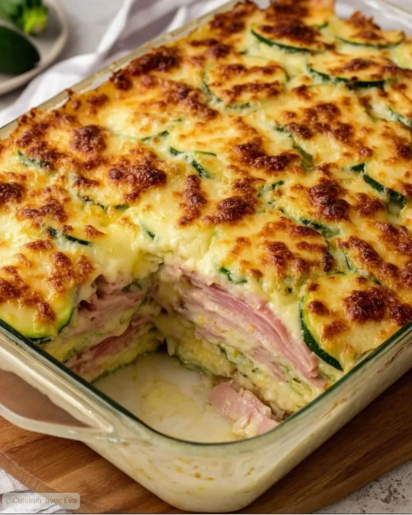 Recette du Gratin de courgettes au jambon et fromage