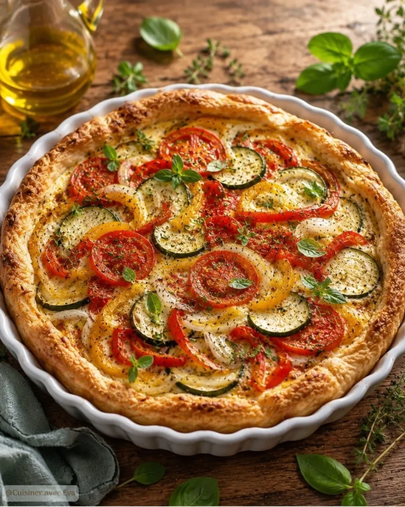 Recette du Tarte salée courgettes tomates poivrons estivale