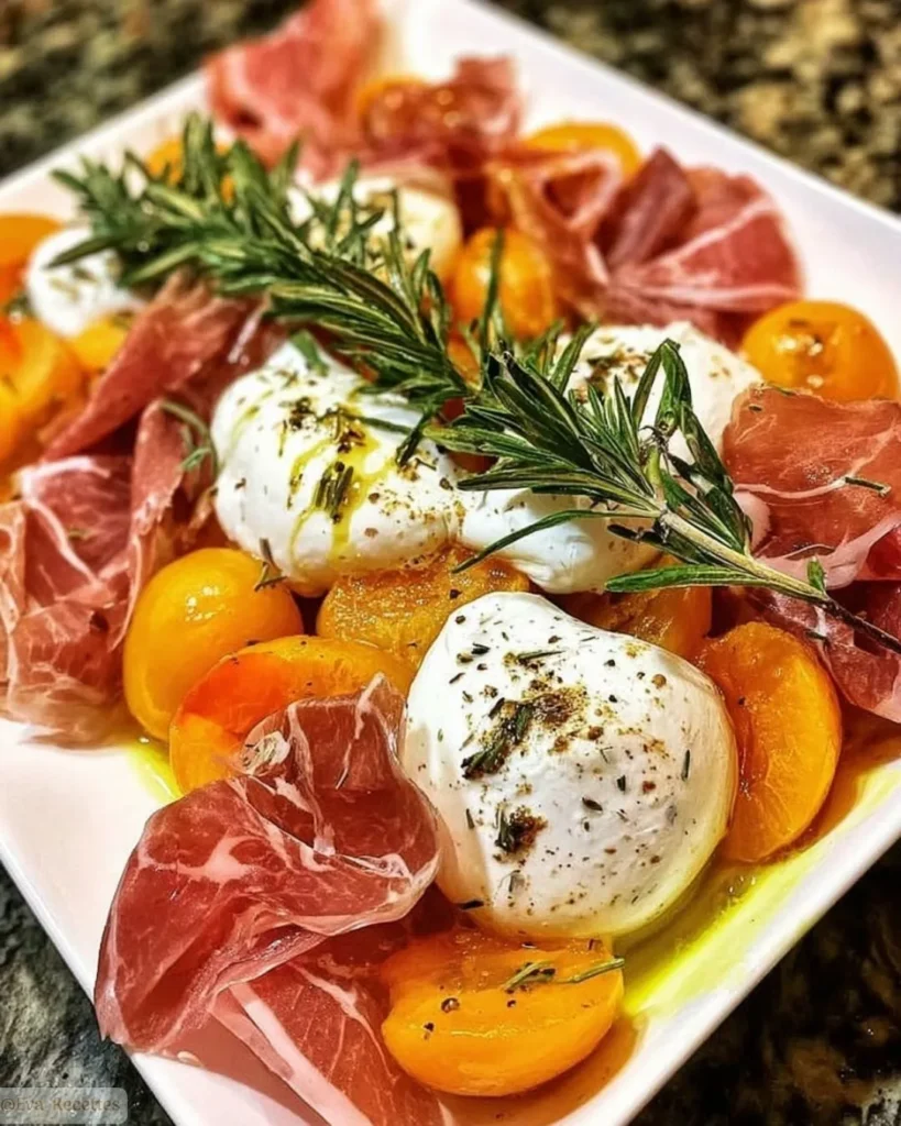Salade d'abricots rôtis à la burrata