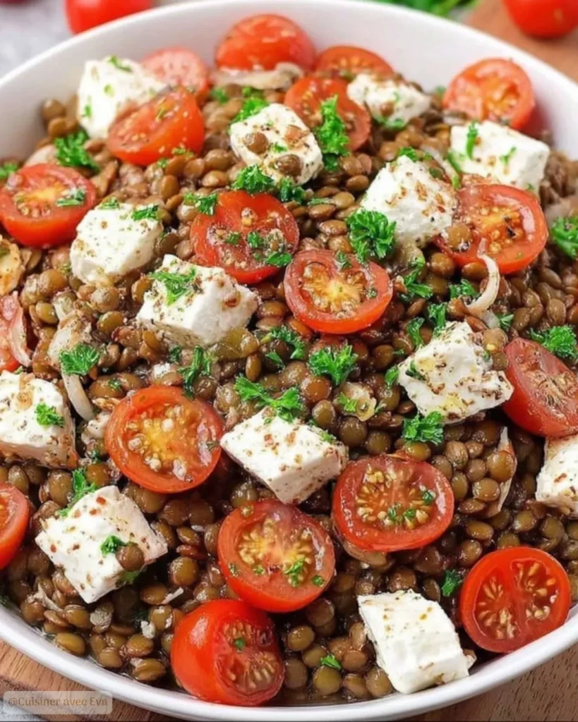 Salade de lentilles méditerranéenne frais