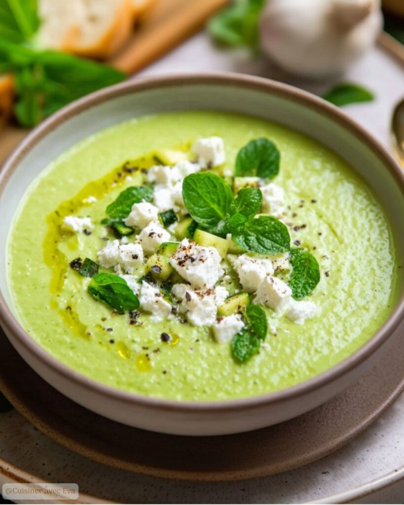 Soupe froide courgette feta menthe basilic