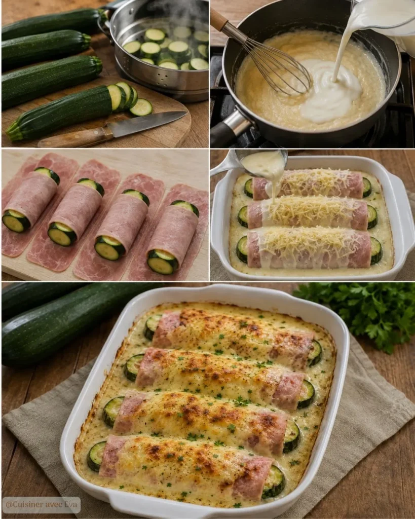 Courgettes façon endives au jambon gourmandes