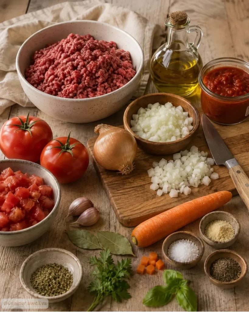 Ingredients Recette sauce bolognaise maiso