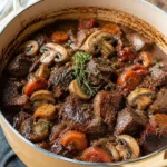 Joue de bœuf mijotée aux champignons