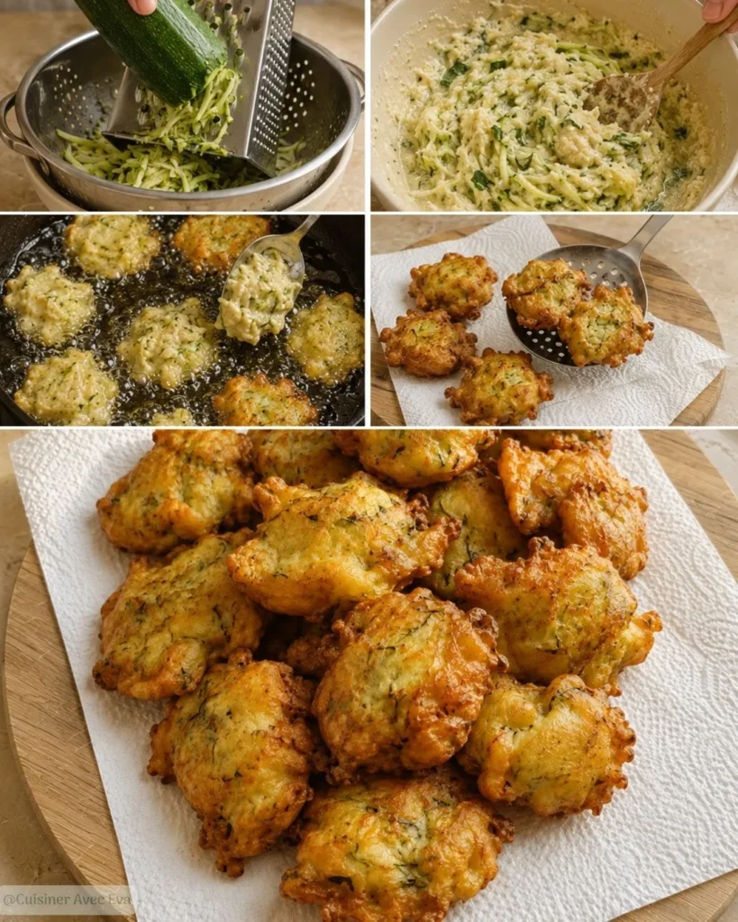 Préparation du Beignets de courgettes croustillante