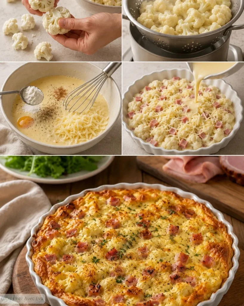 Clafoutis de chou-fleur au jambon