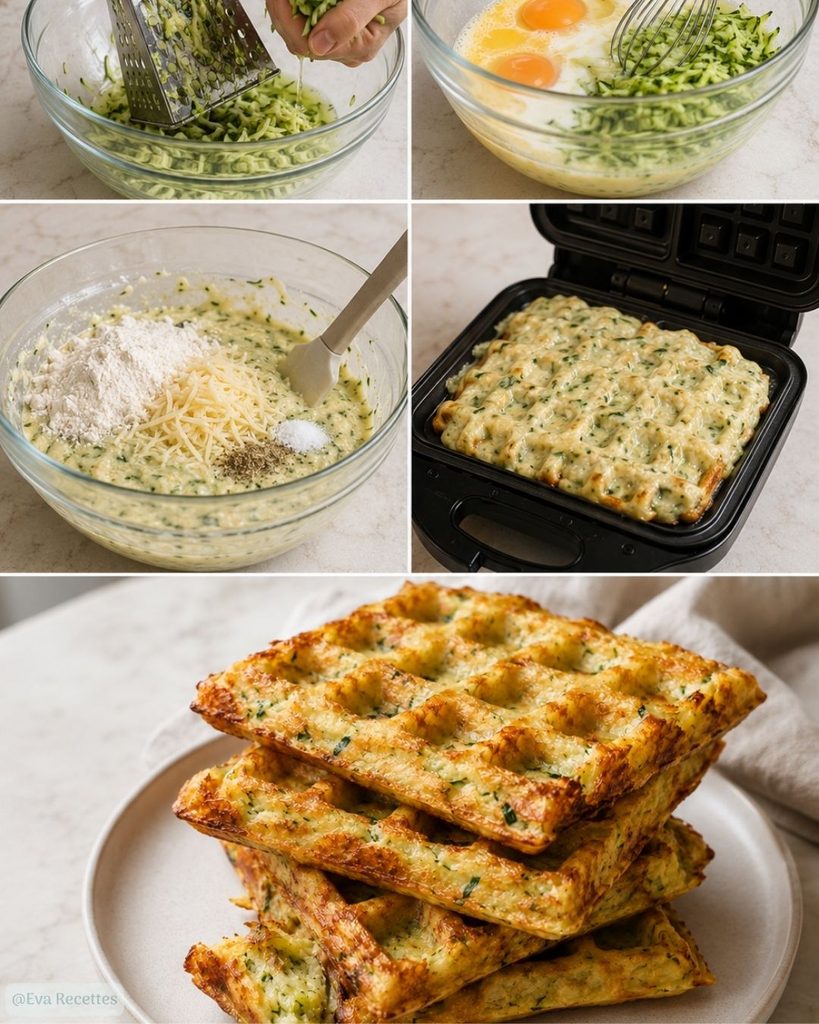 Préparation du Gaufres salées à la courgette et fromage