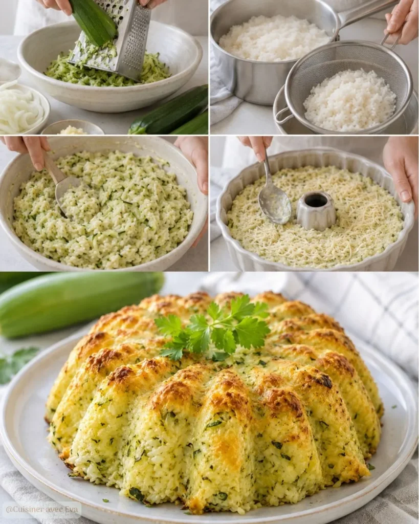 Préparation du Gratin de riz courgette