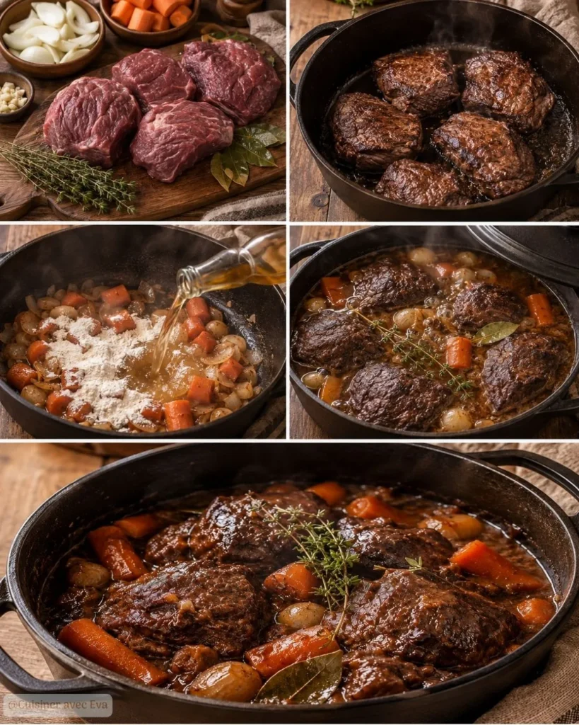 Préparation du Joue de bœuf au cidre