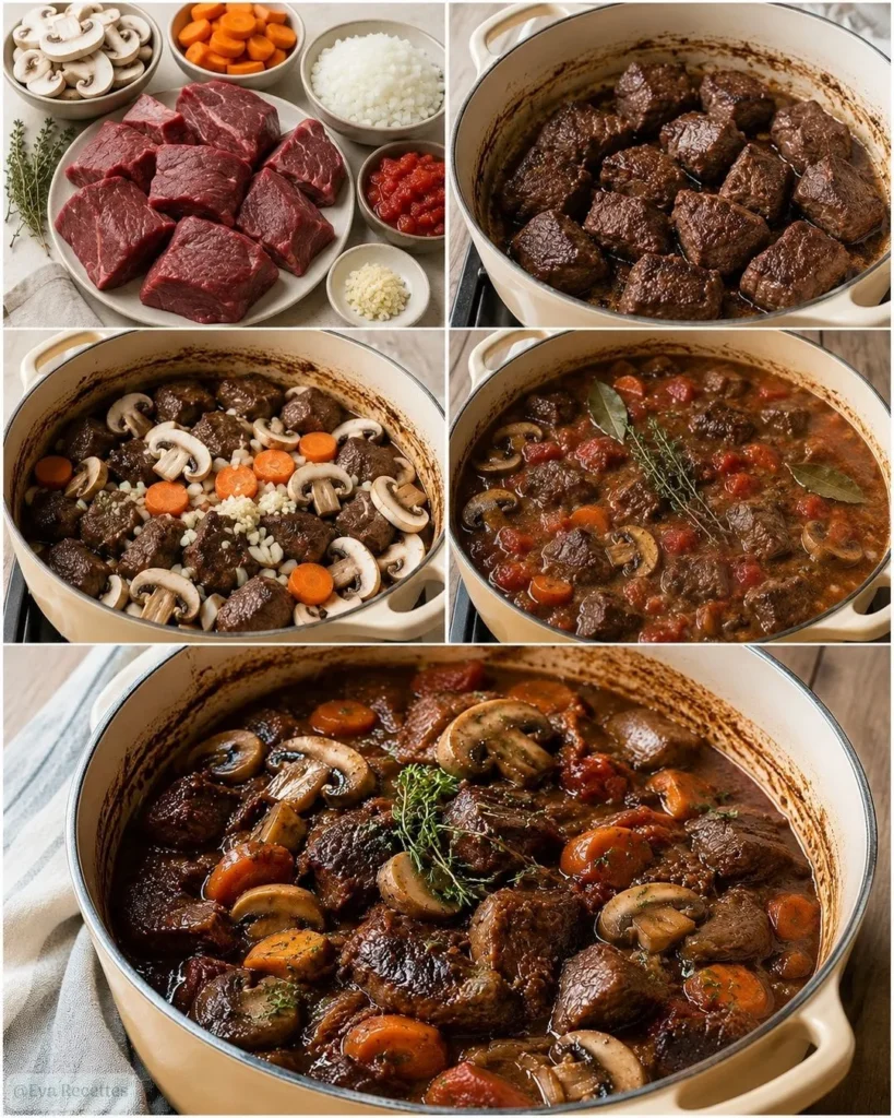 Préparation du Joue de bœuf mijotée aux champignons