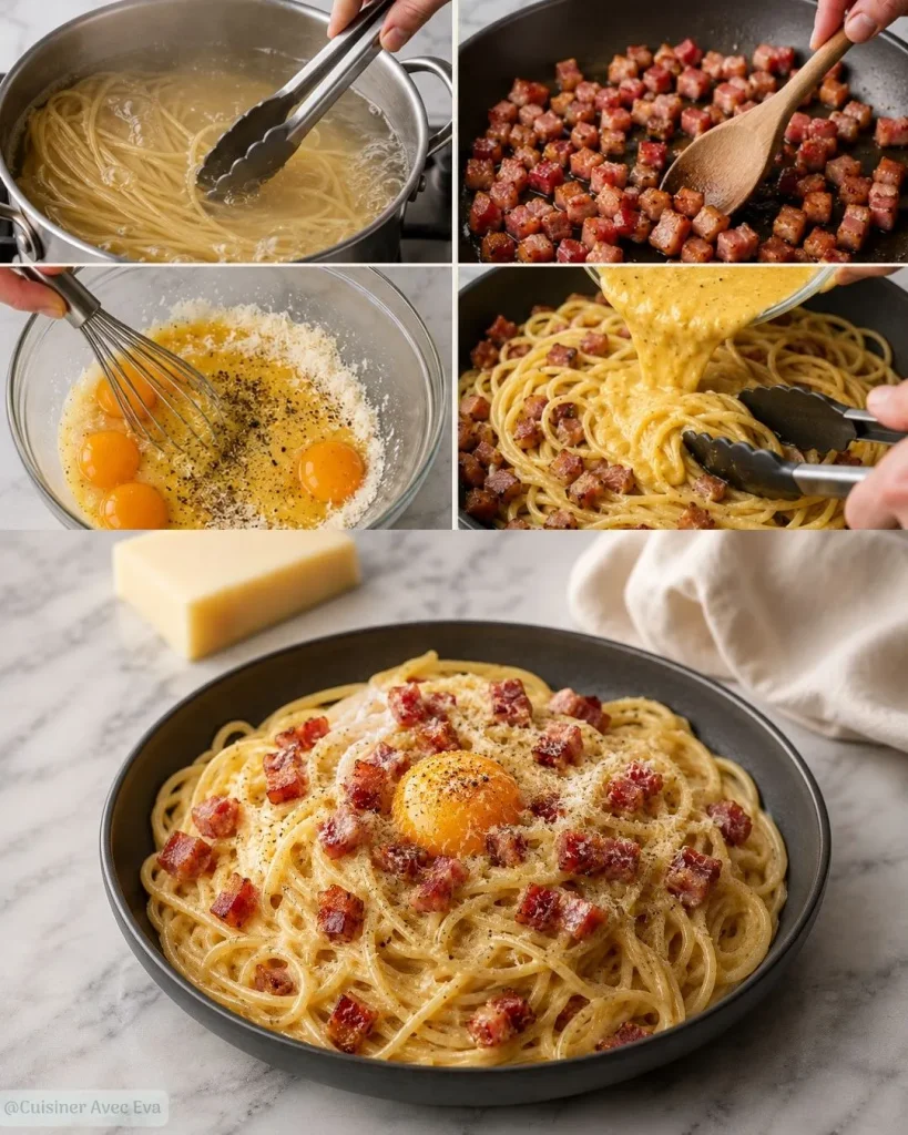 Préparation du Spaghetti Carbonara