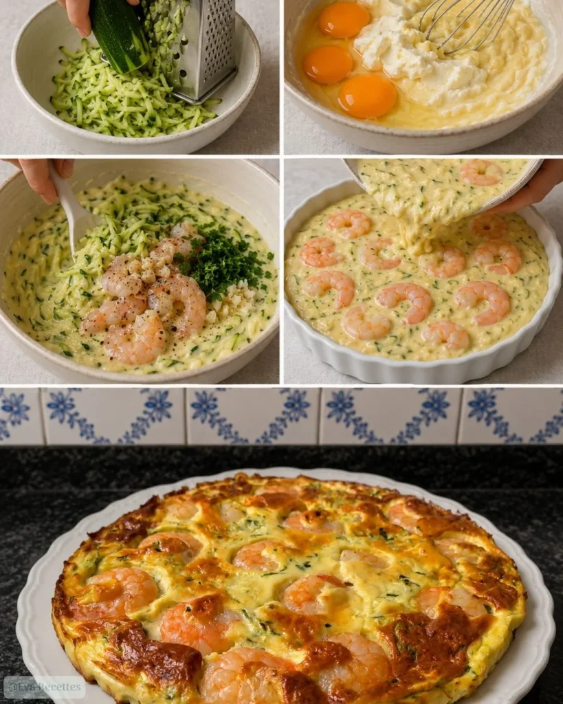 Préparation du Tarte sans farine courgettes crevettes