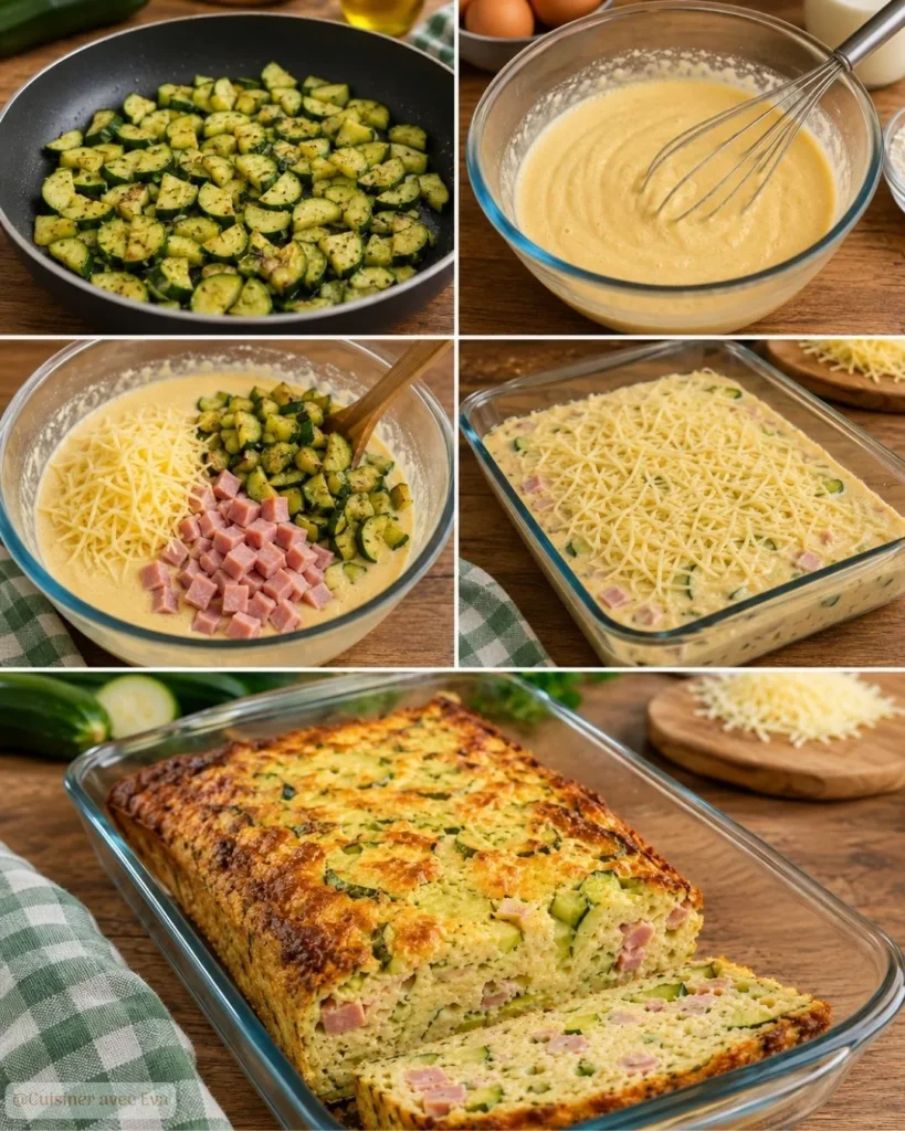 Recette du Flan aux courgettes, jambon et fromage