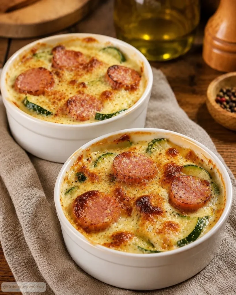 Recette du Mini-gratin de courgettes saucisse Montbéliard