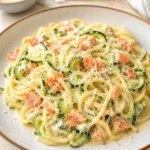 Spaghetti saumon fumé courgettes