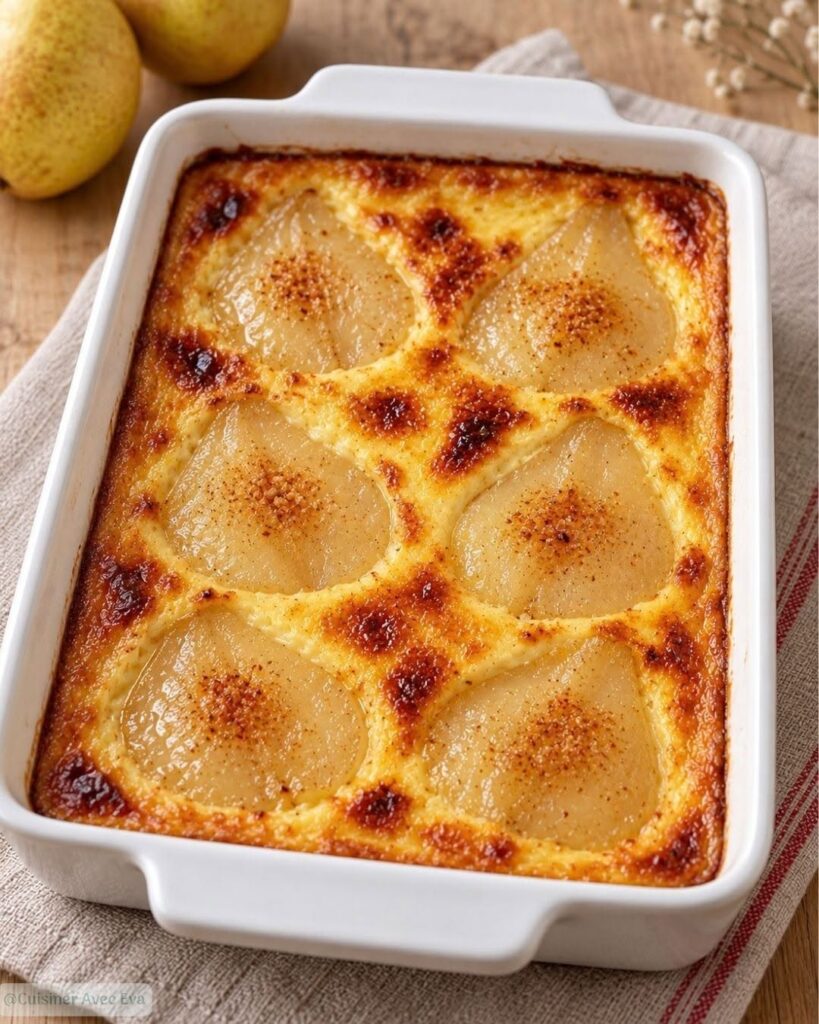 Poires pochées aux œufs au lait