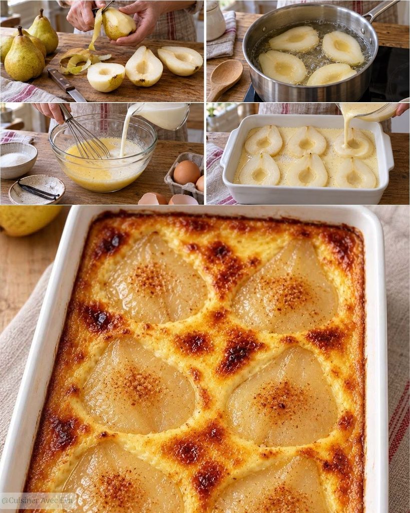 Poires pochées aux œufs au lait un dessert maison