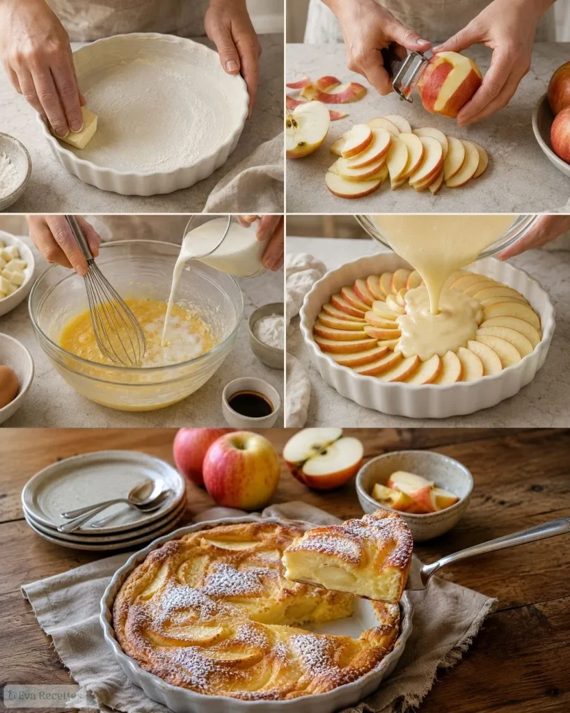 Préparation du Clafoutis aux pommes et vanille