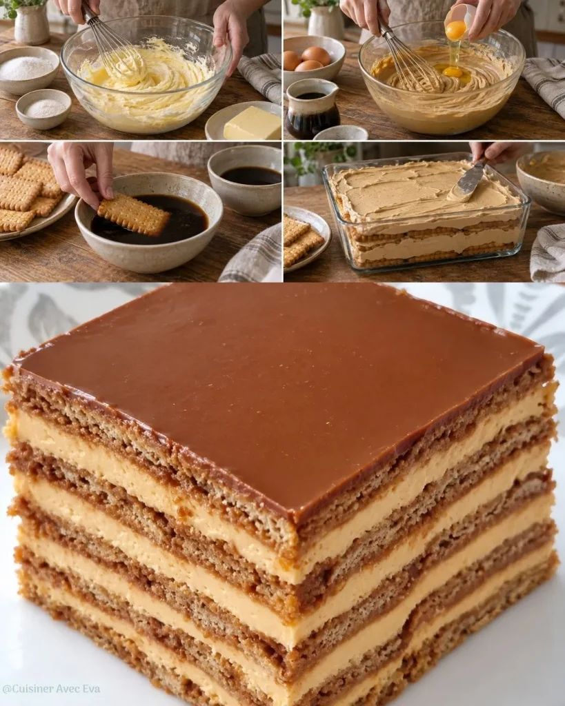 Préparation du Gâteau Petit Beurre au café facile