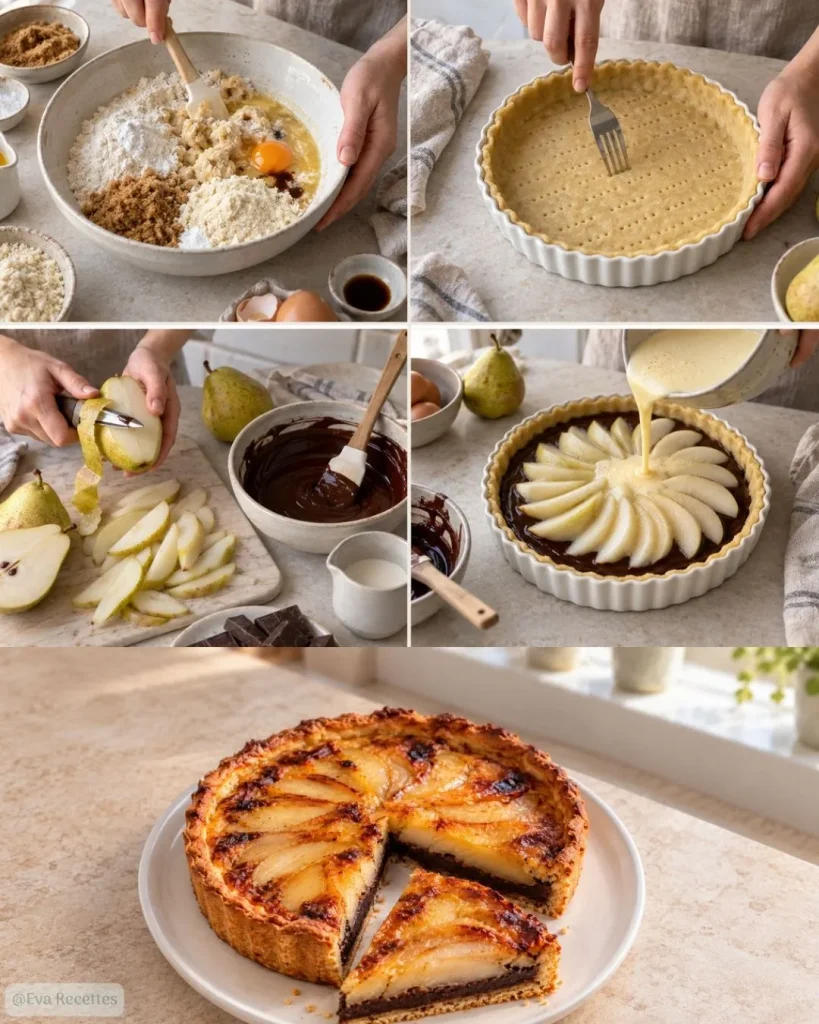 Préparation du La tarte poires chocolat