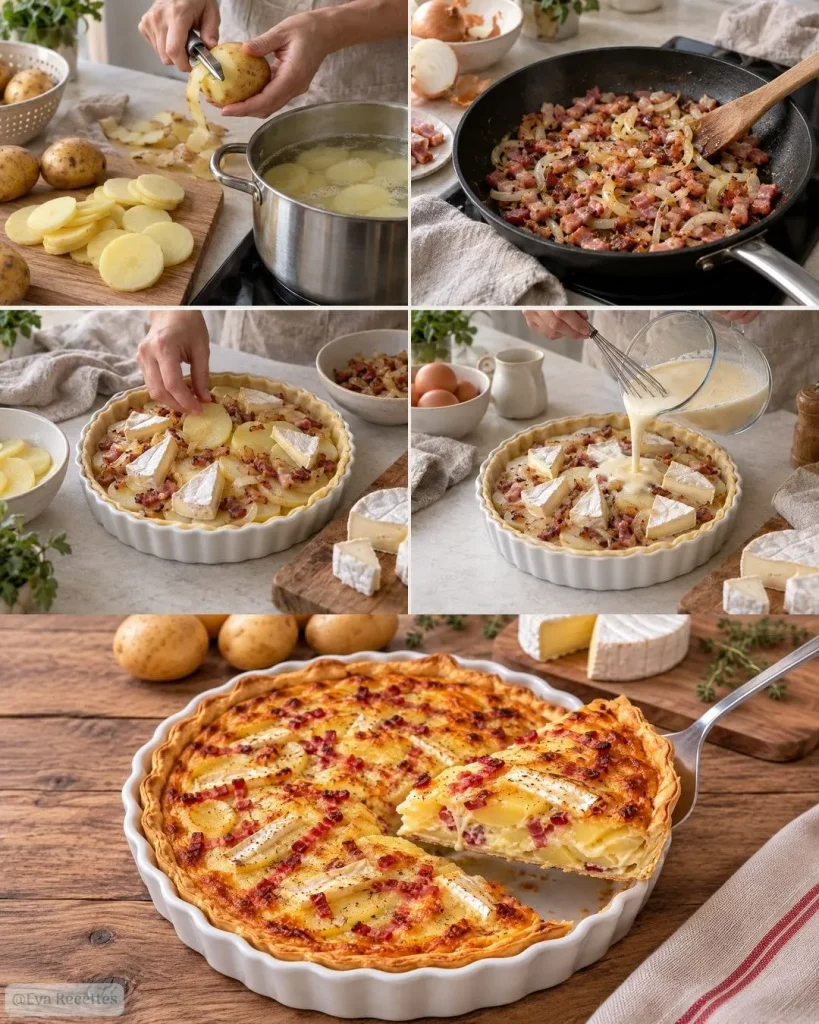 Préparation du Tarte salée pommes de terre camembert lardons