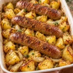 Saucisses au four avec pommes de terre et moutarde