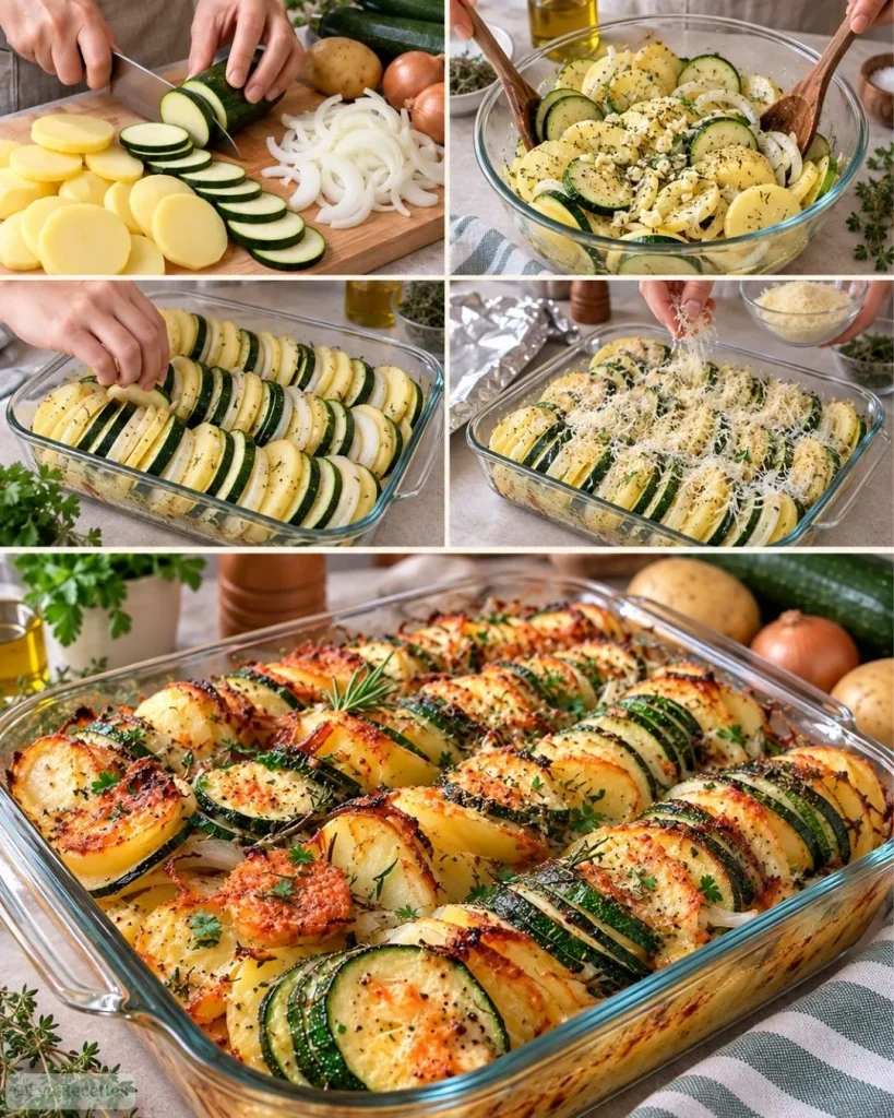Préparation du Gratin de courgettes pommes de terre parmesan