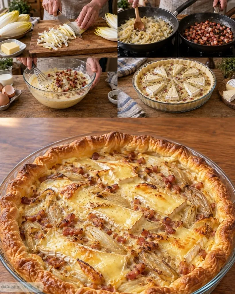 Tarte aux endives, lardons et camembert gourmande