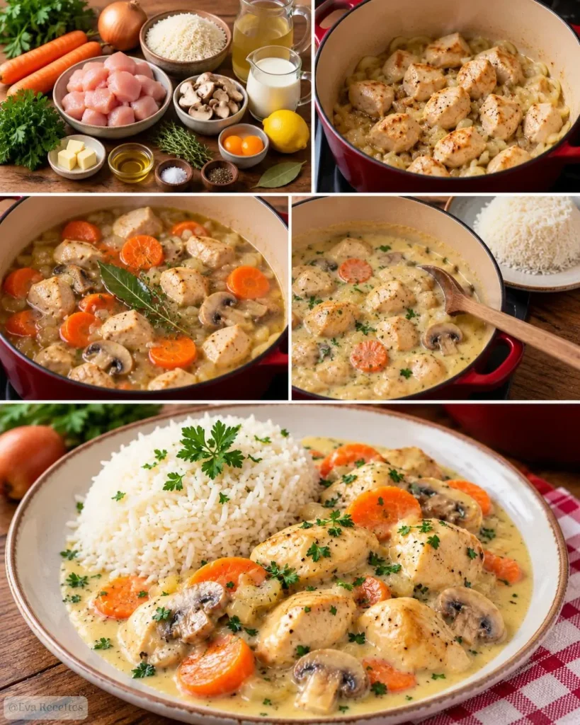 Blanquette de poulet et riz basmati simplifiée