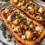 Butternut farcie aux pommes rôties
