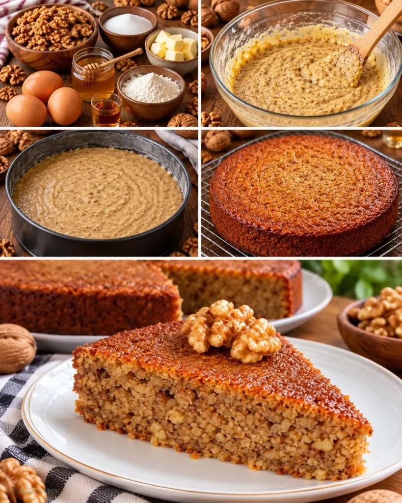 Gâteau de noix fondant au miel