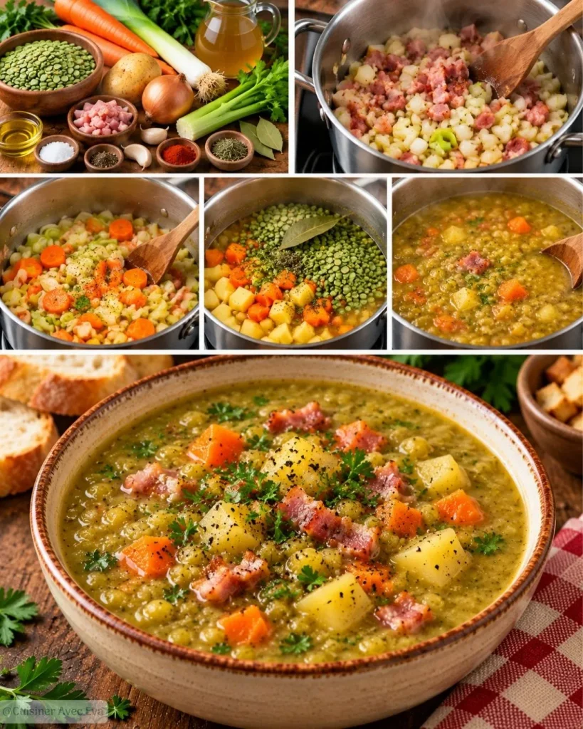 Recette de Soupe de pois cassés campagnarde