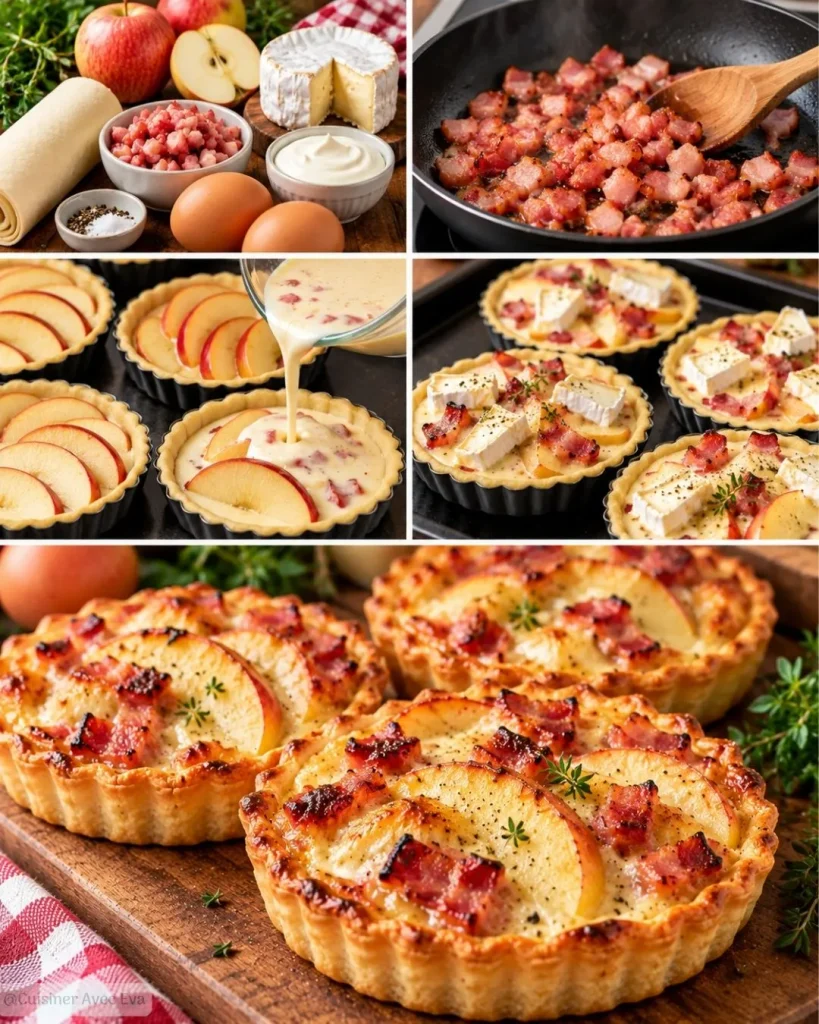 Tartelettes au camembert pommes et lardons gourmandes